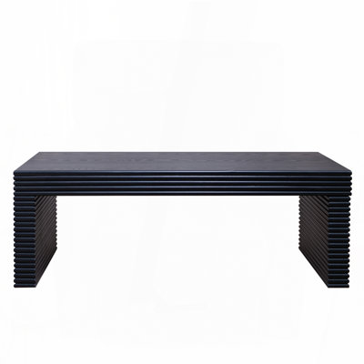 47.6" Modern Black Ribbed Coffee Table