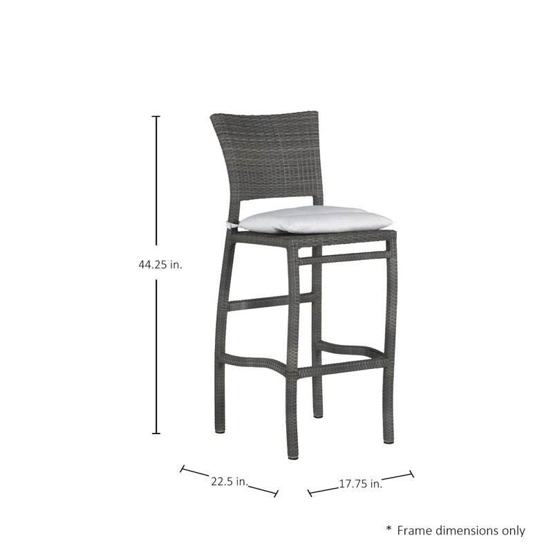 Tabouret de bar extérieur en résine tressée 30 po Skye, Welt, InsideOut® Rollo ‑ lin dentelle, Gris ardoise