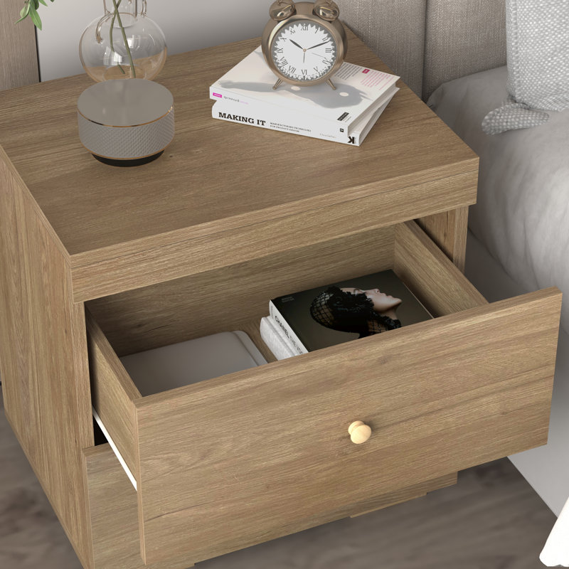 Holle Solid + Manufactured Wood Nightstand, Natural