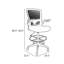 Tabouret de dessinateur Dea, accoudoirs rabattables, filet gris, repose-pieds chromé-118318907