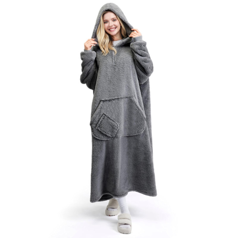 Couverture à capuchon pour adultes pour adultes, surdimensionné en sherpa avec poche géante et manches