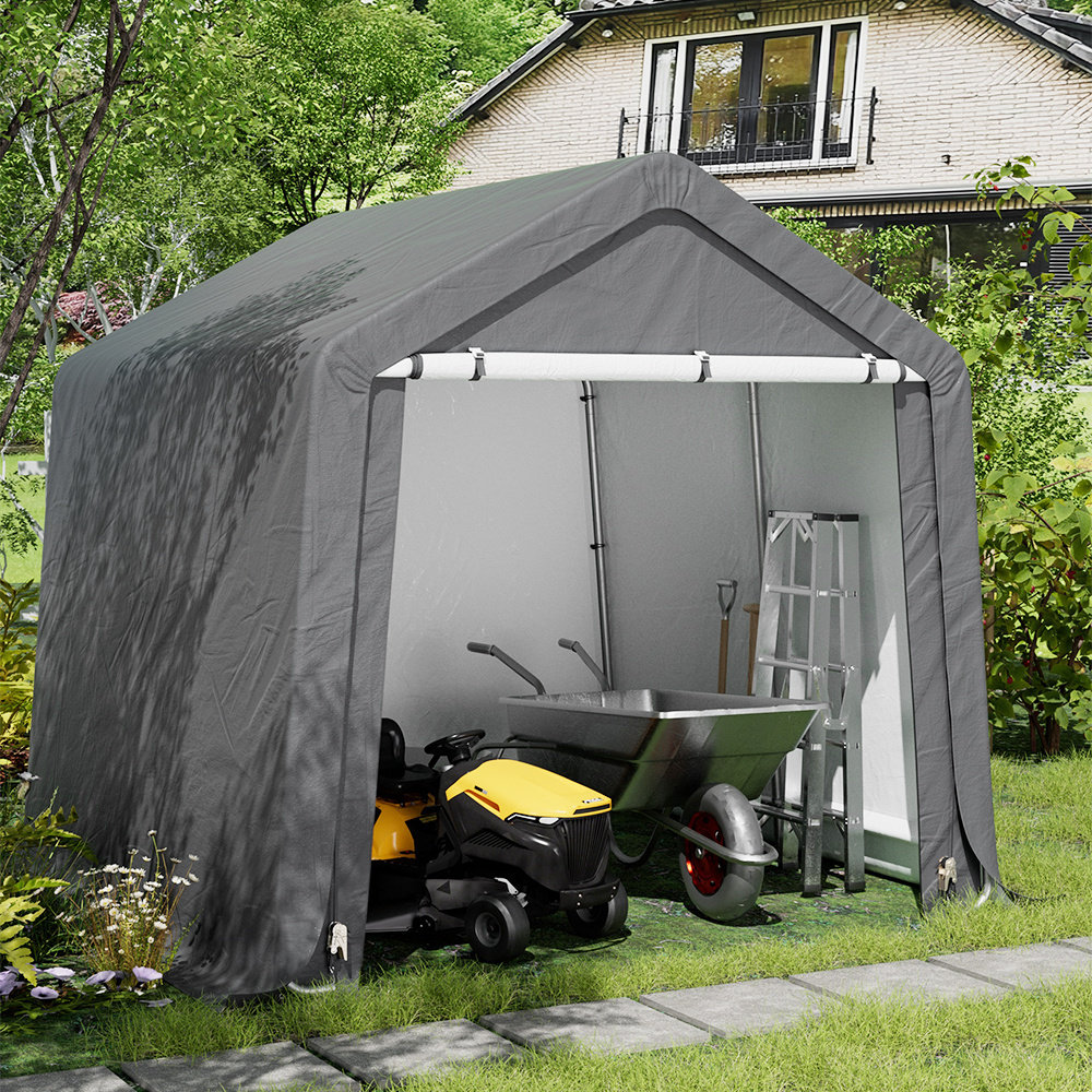 Karima 8 ft. W x 12 ft. D Galvanised Pipe Apex Tool Shed