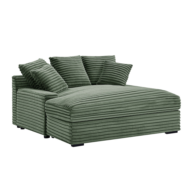 Contemporary Double Sleeper Sofa, Comfortable Cloud Couch With Square Armrests, Green