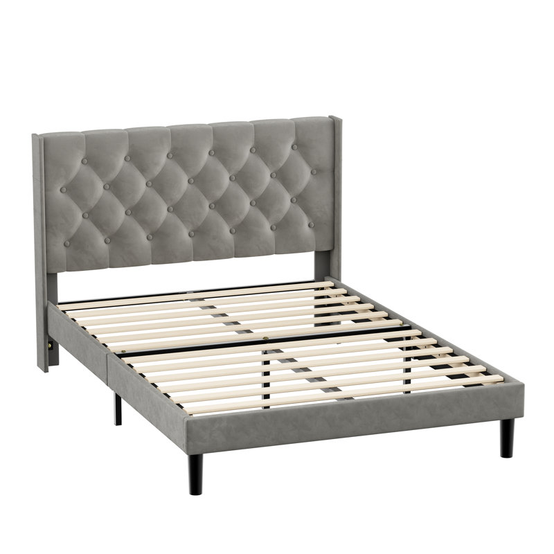 Upholstered Bed, Double (4'6), Grey