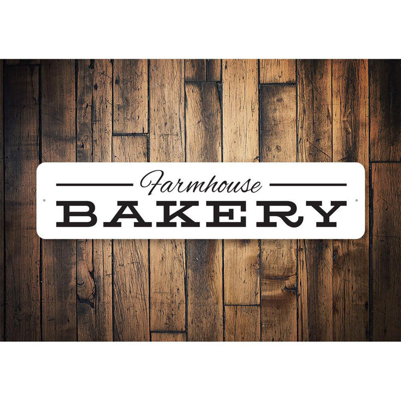 Enseigne en aluminium Farmhouse Bakery, H 6 po x l 24 po x P 0,06 po
