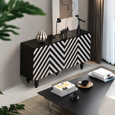 Zebra Lines Decorate The Accent Cabinet