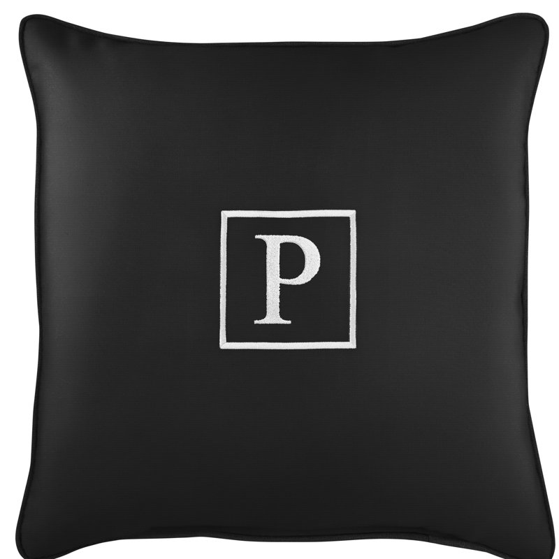 Kettil Embroidered Sunbrella® Outdoor Throw Pillow, Black, P