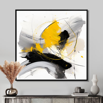 «Fragments of Feeling Yellow and Grey III», reproduction d'art murale abstraite