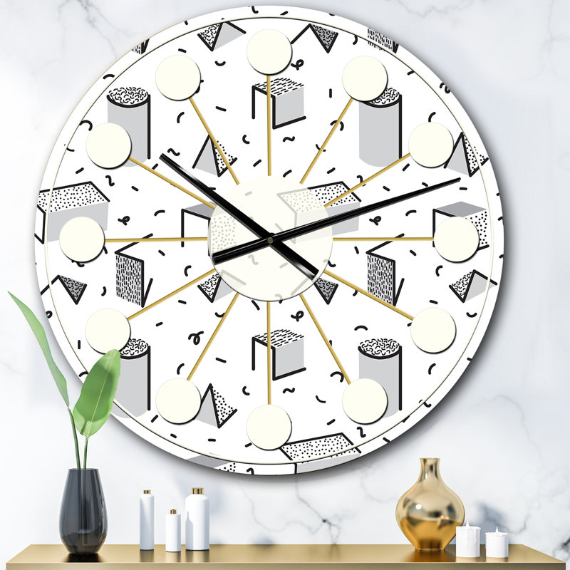 Horloge murale géométrique rétro Design IV - Mid-Century, Surdimensionné