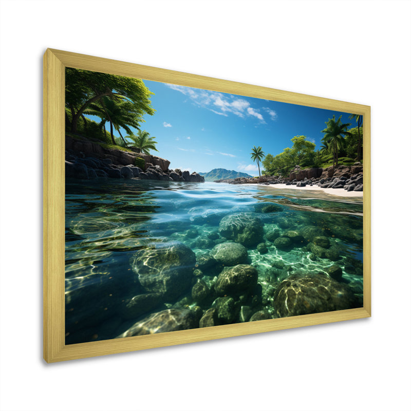 Caraibe Island Serenity - impression, Encadrement doré, H 24 po x l 32 po x P 1 po