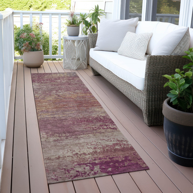 Tapis intérieur / extérieur abstrait Xhevrie, Tapis de couloir 2 pi 3 po x 7 pi 6 po
