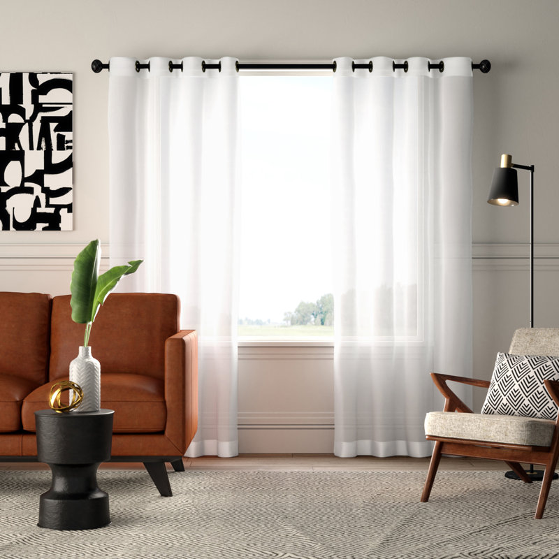Carmille Semi-Sheer Grommet Curtain Panels, 54" W x 84" L, Ivory