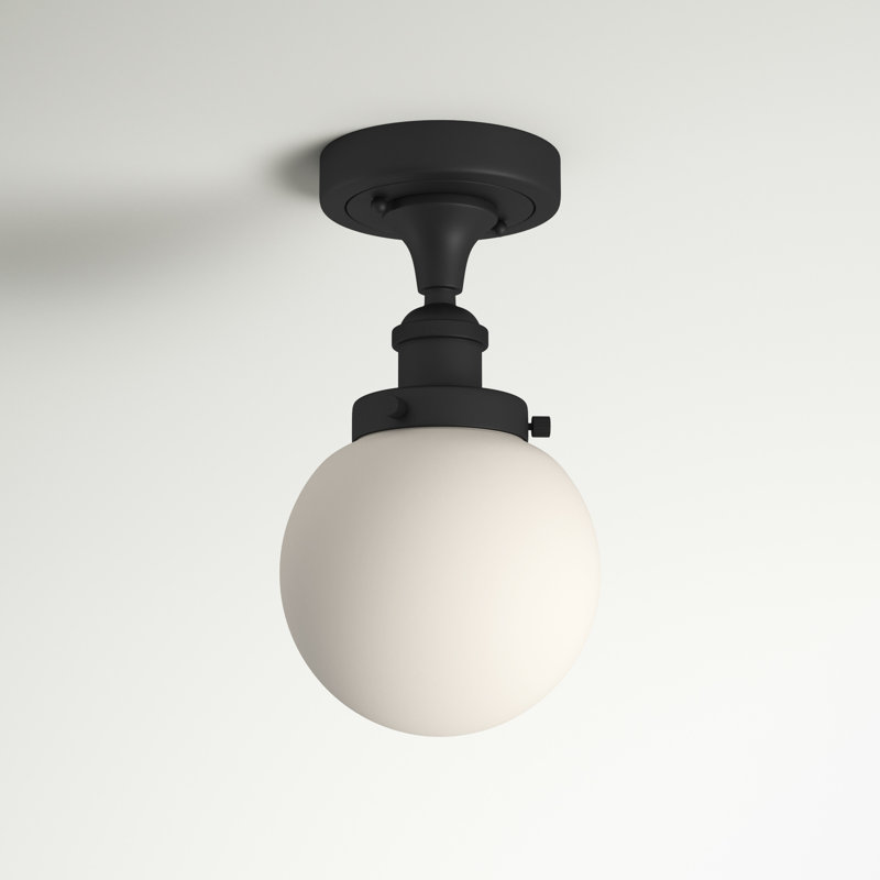 Plafonnier semi-encastré 1 lumière 6 po Chippewa, Blanc mat, Ampoule non incluse, Bronze huilé