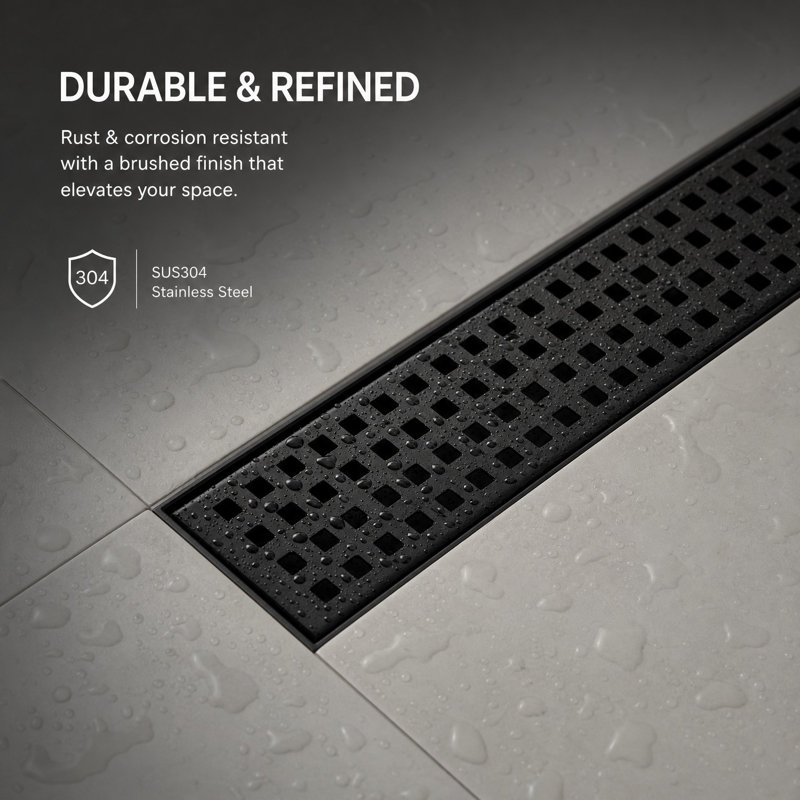 Bonde à grille linéaire noire matte 36 po, Noir mat