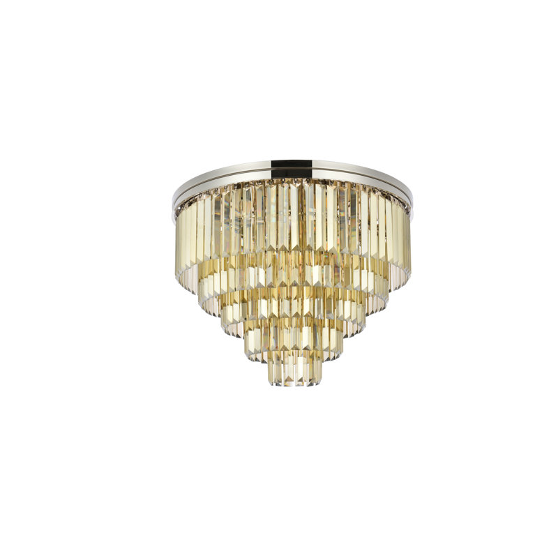 Yazmin Crystal Flush Mount, Polished Nickel, Smoky