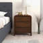 Table de chevet Mid-Century en bois massif avec trois tiroirs