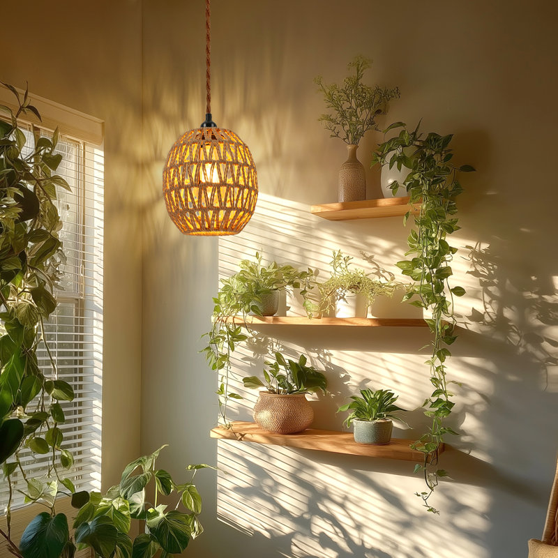 Luminaire suspendu en rotin 15 pieds enfichable