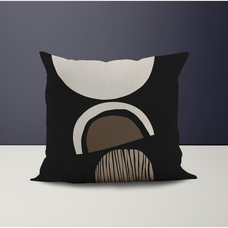 Jeté carré / extérieur en polyester Chamu, Beige / noir, 18 po x 18 po
