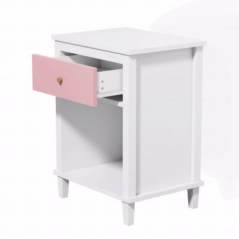 Aldreth 1 - Drawer Nightstand,Side Table With Shelf, Pink