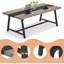 70,87 po, table de conférence rectangulaire moderne pour 6 à 8 personnes, bureau de direction avec structure en métal durable, grande surface de travail pour la collaboration entre la salle de conférence et l'équipe - gris et noir-1321657805