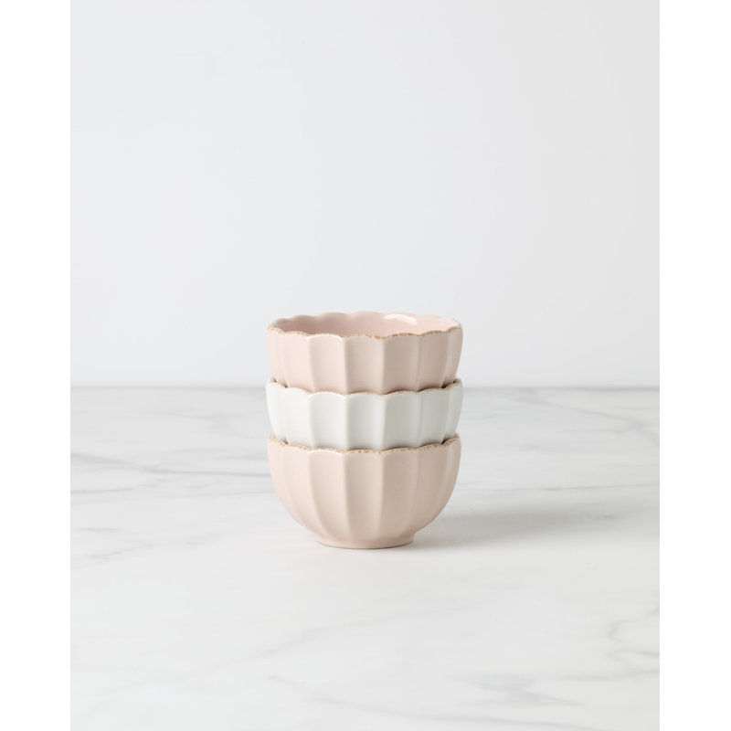 French Perle Scallop Mini Bowls, Set of 3 - Thumbnail 4