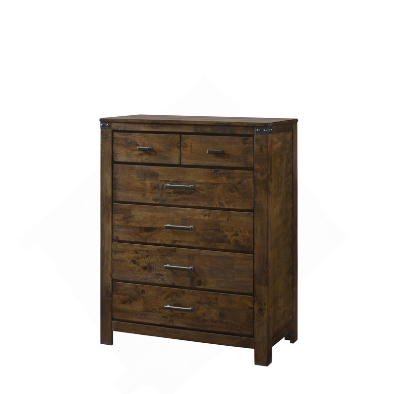Meuble de chambre à coucher 1 tiroir 1 pièce brun style industriel rustique à 5 tiroirs
