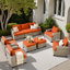 Ensemble de conversation pour 9 personnes avec chaises, ensemble de conversation modulaire en rotin et osier avec coussins, ensemble de conversation pour canapé toutes saisons avec repose-pieds pour jardin