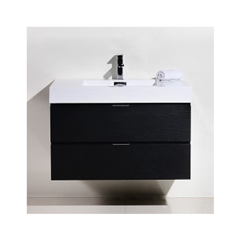 Ensemble de meuble-lavabo simple mural 36 po Royka, Noir