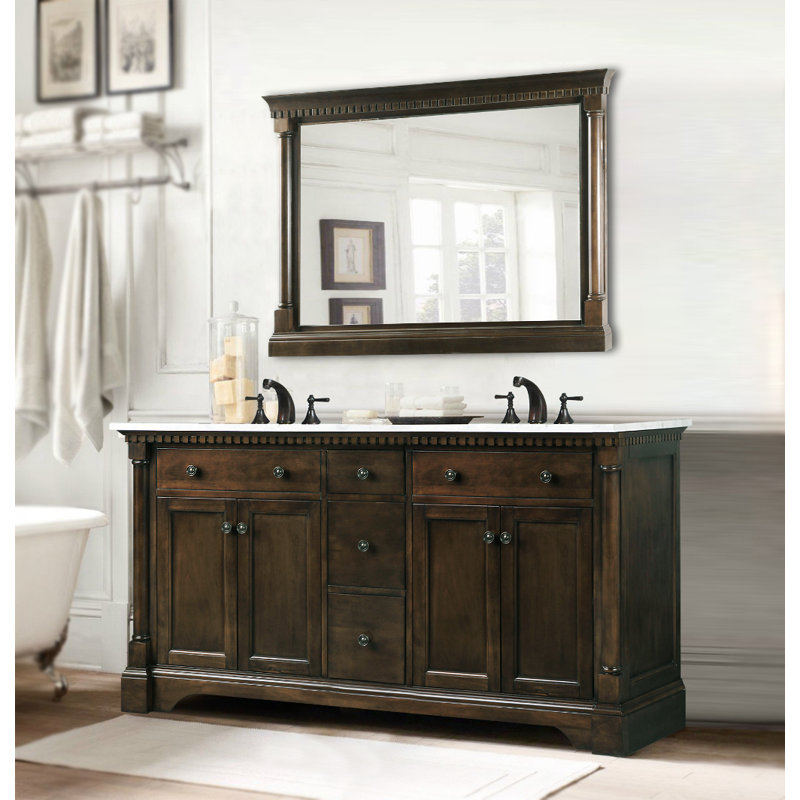 61'' Double Bathroom Vanity with Marble Top
