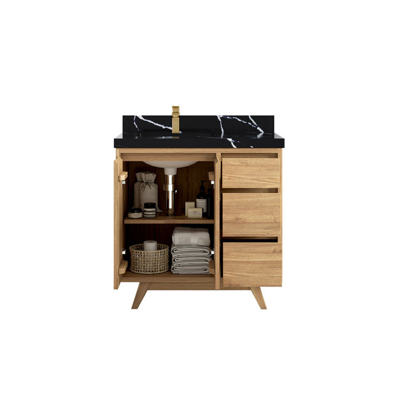 Ensemble de meuble-lavabo simple 36 po Kristynn, Noir Calacatta