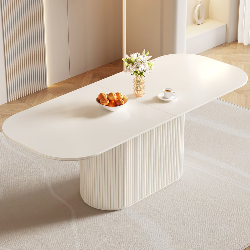 220cm Cream White Oval Dining Table
