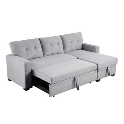 Upholstered Pull out Sectional Sofa with Chaise