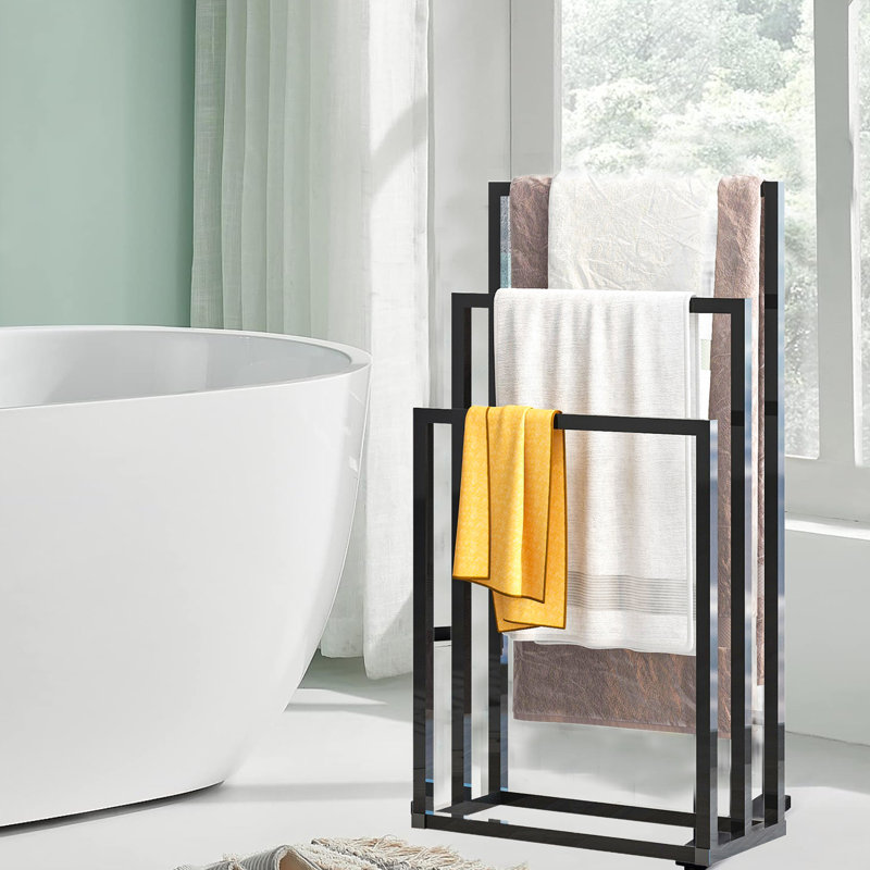 Porte-serviettes sur pied, Noir