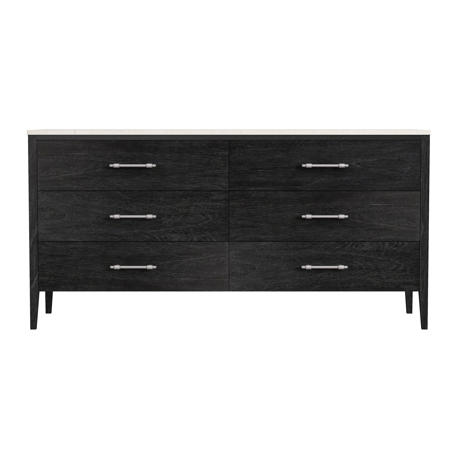 Isa Solid and Manufactured Wood 6-Drawer Dresser, Black