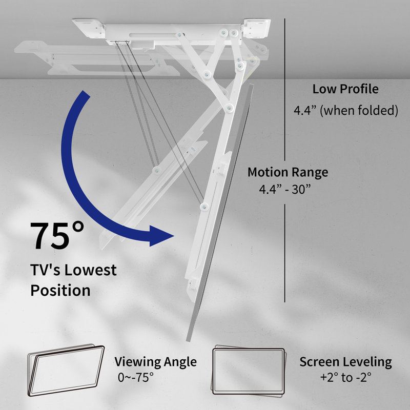 VIVO Motorized Flip Down Ceiling TV Mount for 40" to 85" Screens, White
