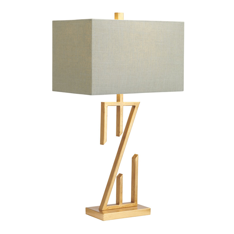 28.25" Metal Table Lamp With Gray Shade