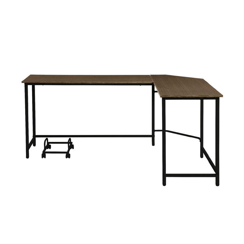 Bureau d'ordinateur en L rectangulaire (sans les chaises de bureau), Chêne, Black
