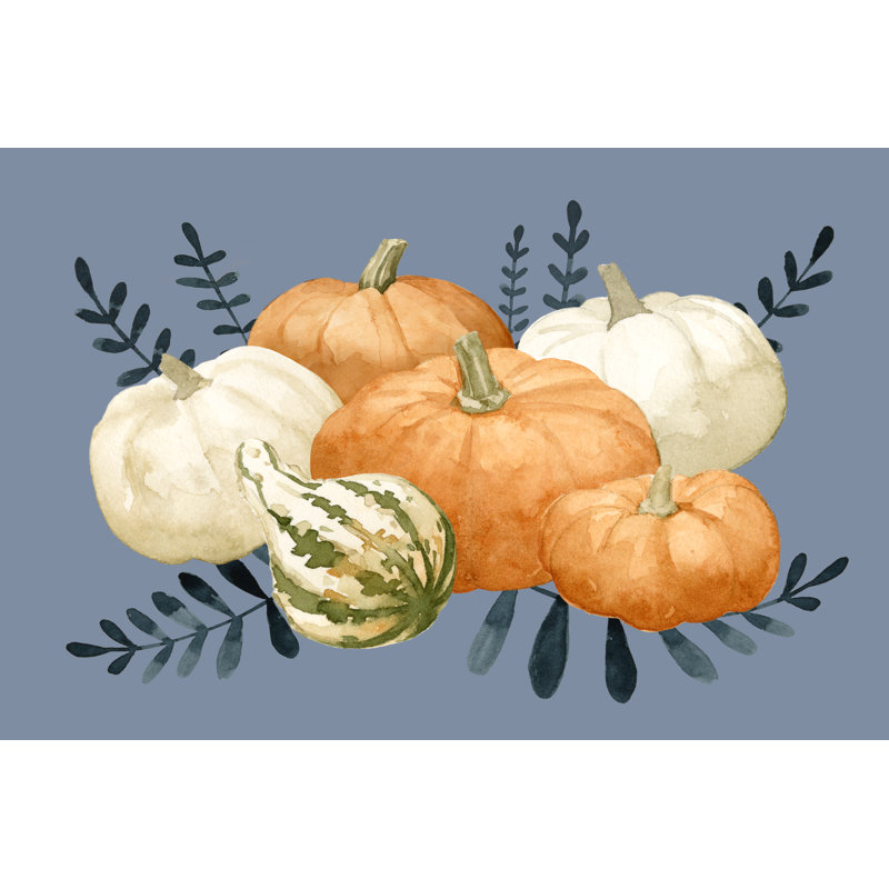 Automne orange et bleus I - peinture sur toile tendue, H 32 po x l 48 po x P 1,25 po