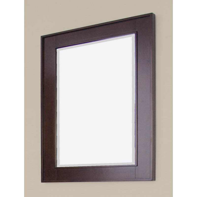 Wood Wall Mirror, Brushed Nickel, 36" H x 32" W x 1" D