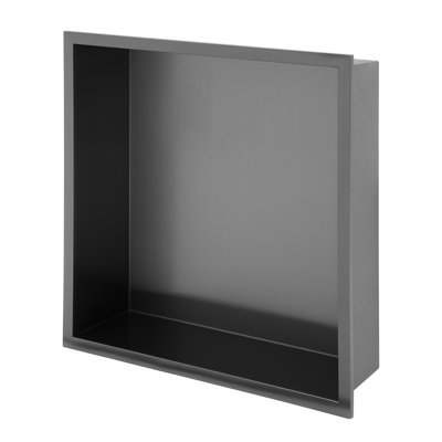 Niche de douche en acier inoxydable noir canon de fusil de 30,5 cm x 30,5 cm avec conception anti-fuite