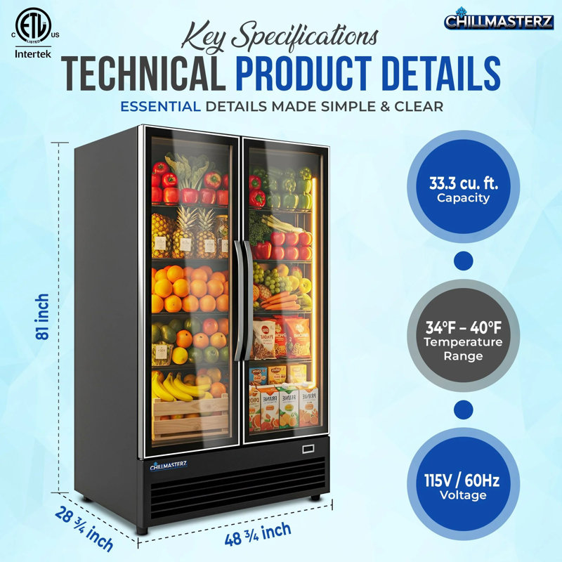 Réfrigérateur commercial 33,3 pieds cubes 2 portes (s210l)