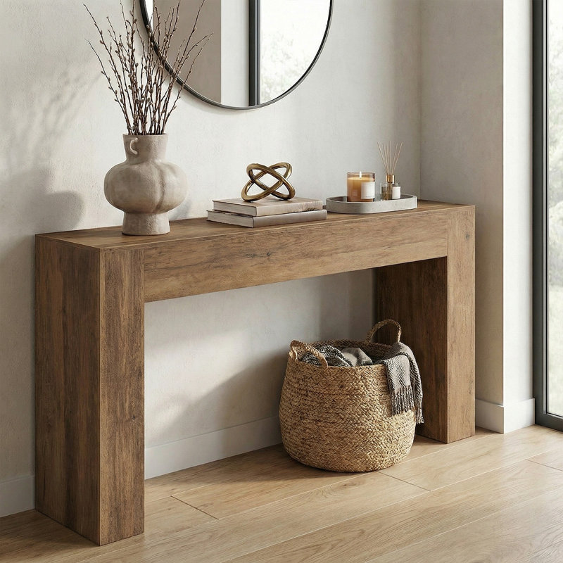 Console Table, Brown, 32" H x 63" W x 12" D