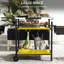 Chariot de cuisine d'extérieur, 2 avec plateau en acier inoxydable, porte-serviette et pot à épices, surface de table de bar noire, 2 crochets