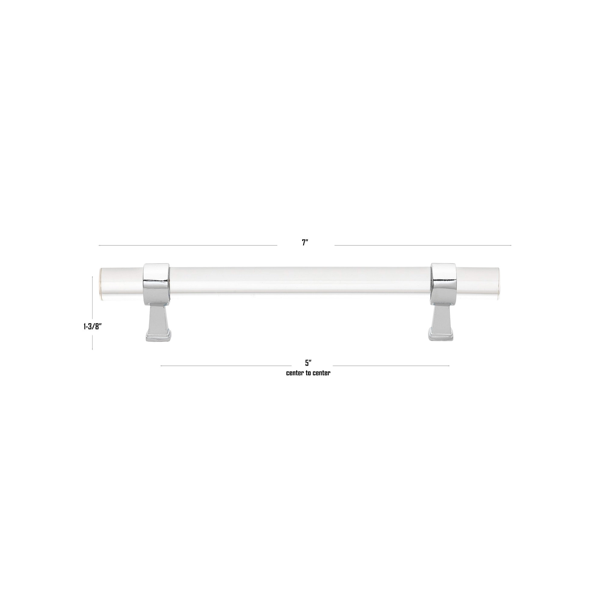 Center to Center Acrylic Bar Pull, Polished Chrome, 5.0625"