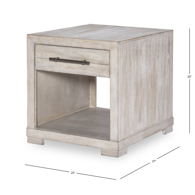 Appleton End Table with Storage, Weathered Oak