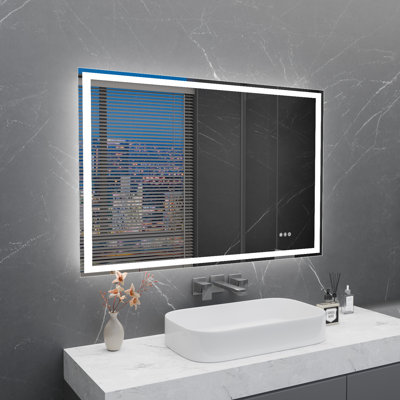 40" W x 24" H Frameless LED Bathroom / Vanity Mirror with Anti-Fog & Dimmable Lighting