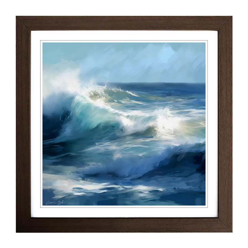 Ocean No.1 - Single Picture Frame Print on Wood, Walnut
