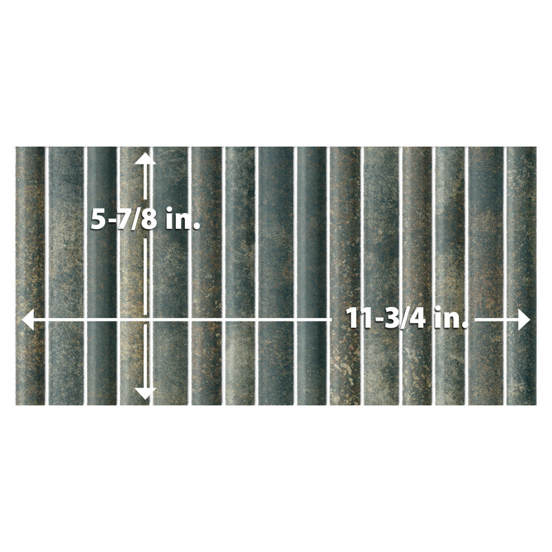 Rubik 5.88" x 11.75" Ceramic Patterned Tile, Green