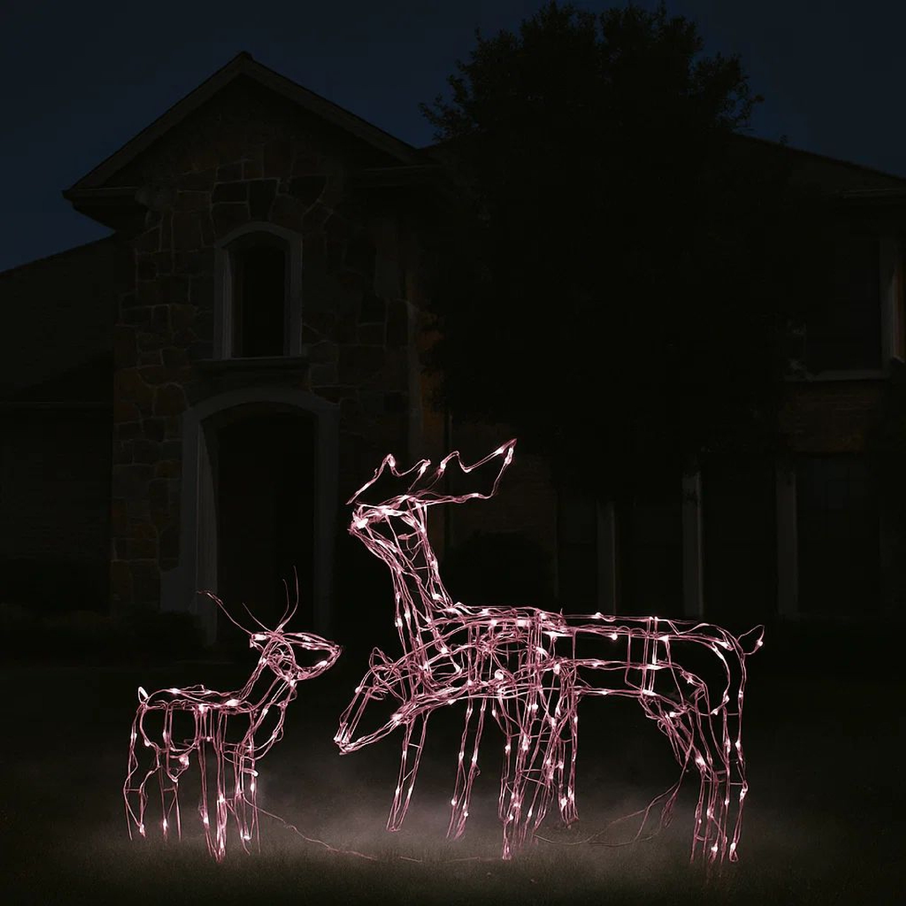 Benjara Meyi 3Pc Outdoor Reindeer Family Christmas Decoration, 229 Warm White Leds | Wayfair