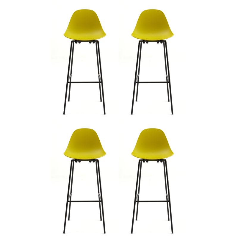 Tabouret de comptoir TA - Noir - Base noire, Noir, Tabouret de comptoir (siège d'une hauteur de 25,6, Moutarde